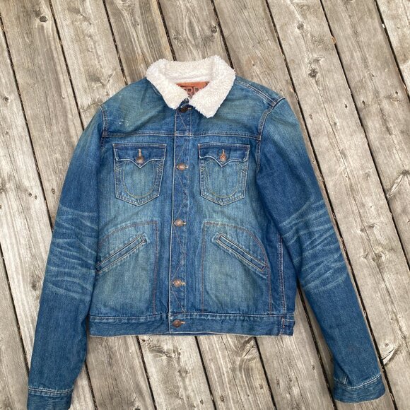 Vintage True Religion DALTRY Sherpa Denim Jacket XL Blue - Picture 10 of 10